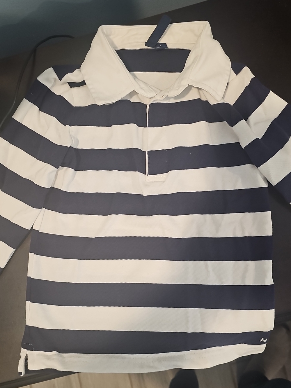 Janie and Jack Navy and White Striped Long-Sleeve Polo